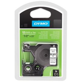Dymo D1 tape 12mm Black on Transparent-S0720500